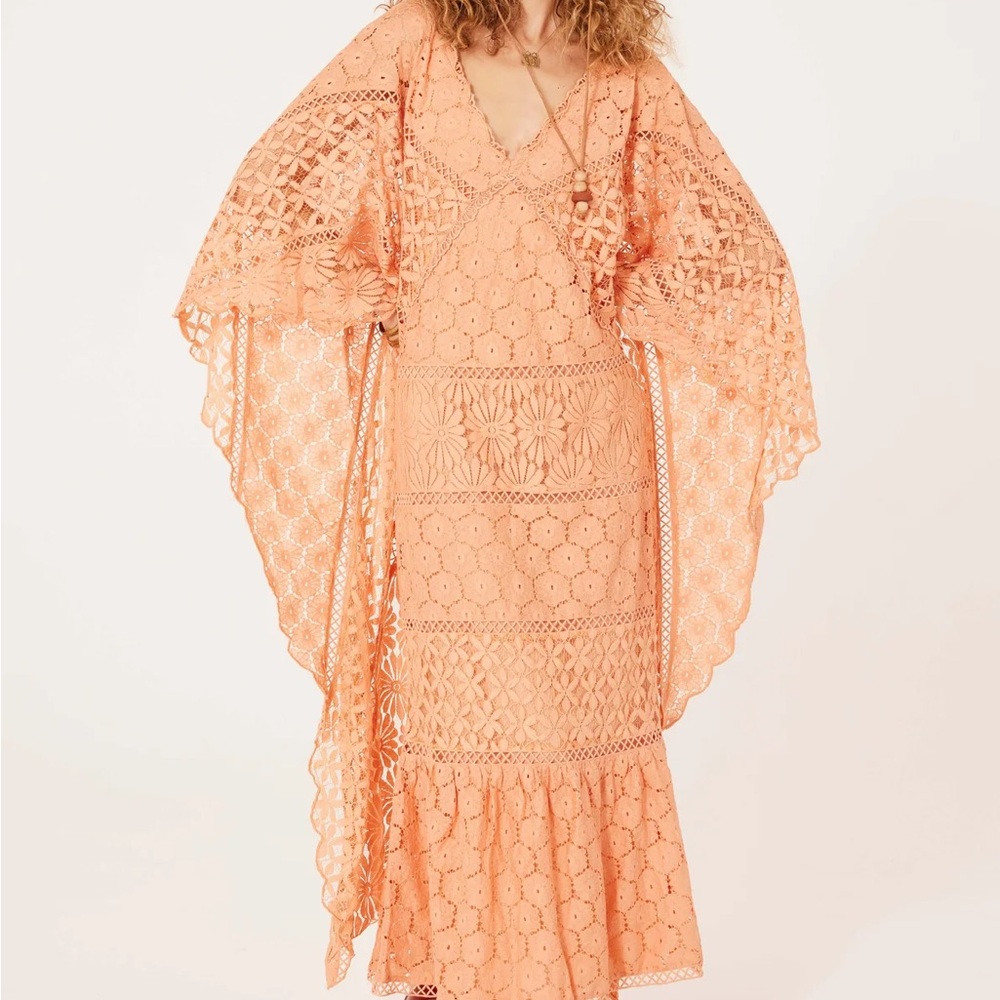 Jen's Pirate Booty Lilywhite Crochet Lace Swan Song Maxi Dress in Bloom XS